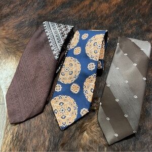 Vintage Men’s Ties Lot of 3 | 60s–70s Mod Geometric Damon Commodore